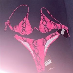 Pink snake bikini set